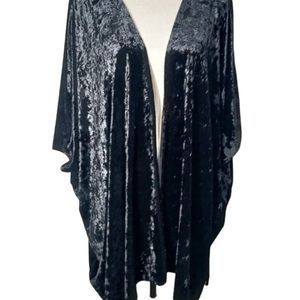 American City Wear Black Velour Boxy Open Front Top Jacket short Sleeve 3X New.